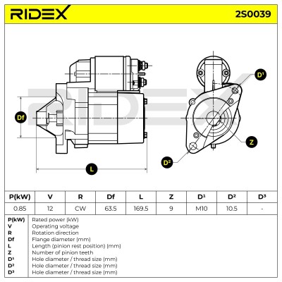 Starter RIDEX 2S0039 2S0039 - photo 6