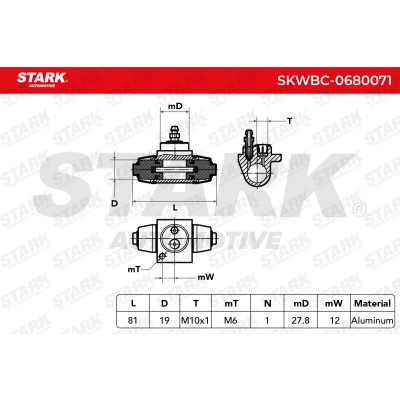 Wheel Brake Cylinder Stark SKWBC-0680071 SKWBC-0680071 - photo 7