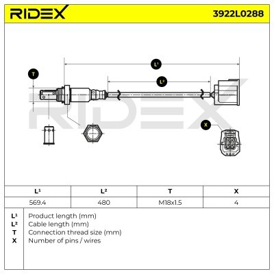 Lambda (Oxygen) Sensor RIDEX 3922L0288 3922L0288 - photo 5