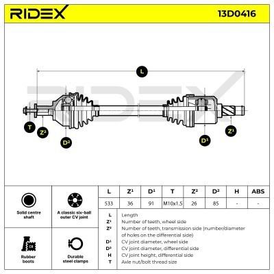 Drive Shaft RIDEX 13D0416 13D0416 - photo 6