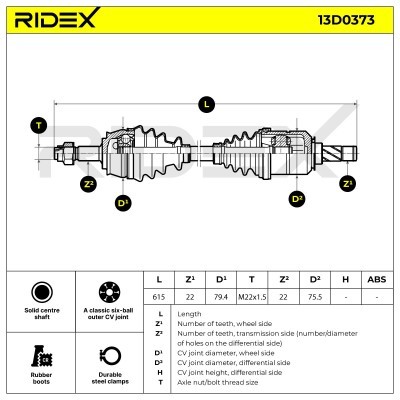 Drive Shaft RIDEX 13D0373 13D0373 - photo 7