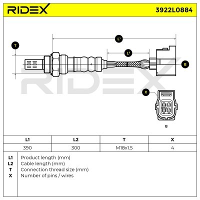 Lambda (Oxygen) Sensor RIDEX 3922L0884 3922L0884 - photo 6