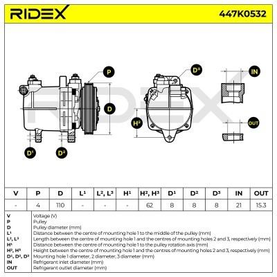 Compressor, Air Conditioning SUZUKI JIMNY 447K0532 - photo 6