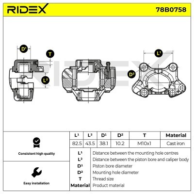 Brake Caliper RIDEX 78B0758 78B0758 - photo 6