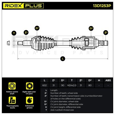Drive Shaft RIDEX 13D1253P 13D1253P - photo 8