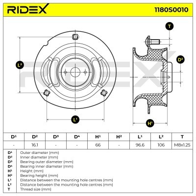 Strut Support Bearing Front RIDEX 1180S0010 1180S0010 - photo 4