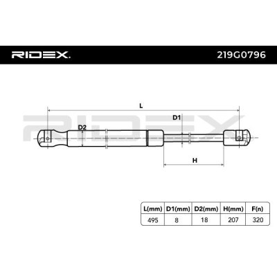 Gas Spring, boot-/cargo area RIDEX 219G0796 219G0796 - photo 7