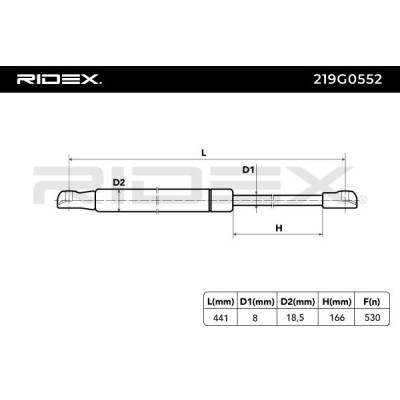 Gas Spring, boot-/cargo area RIDEX 219G0552 219G0552 - photo 6