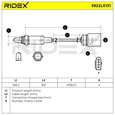 Lambda (Oxygen) Sensor RIDEX 3922L0131 3922L0131 - photo 7