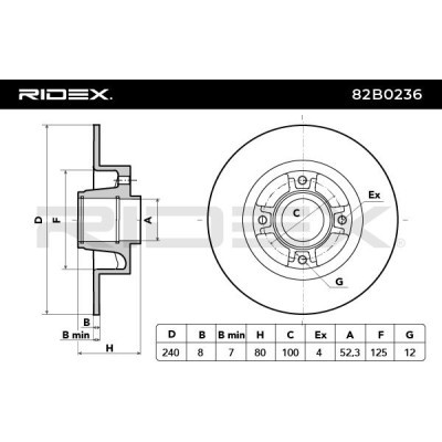 Brake Disc RIDEX 82B0236 82B0236 - photo 3