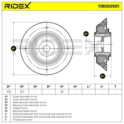 Strut Support Bearing Front RIDEX 1180S0501 1180S0501 - photo 6