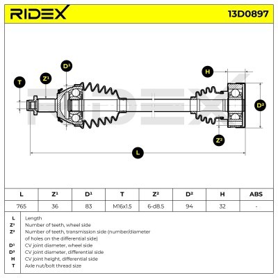 Drive Shaft RIDEX 13D0897 13D0897 - photo 7