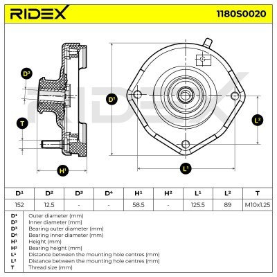 Strut Support Bearing Front RIDEX 1180S0020 1180S0020 - photo 5