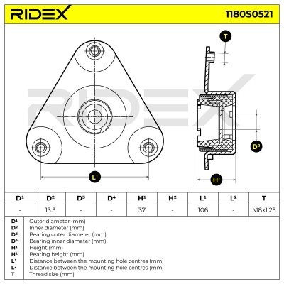 Strut Support Bearing Front RIDEX 1180S0521 1180S0521 - photo 5
