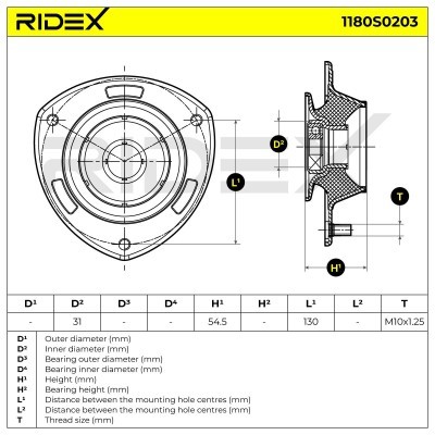 Strut Support Bearing Front RIDEX 1180S0203 1180S0203 - photo 4