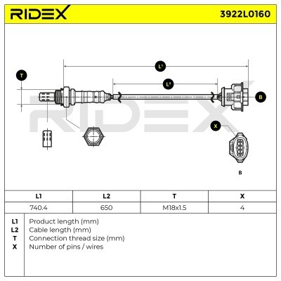 Lambda (Oxygen) Sensor RIDEX 3922L0160 3922L0160 - photo 6