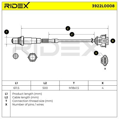 Lambda (Oxygen) Sensor RIDEX 3922L0008 3922L0008 - photo 6