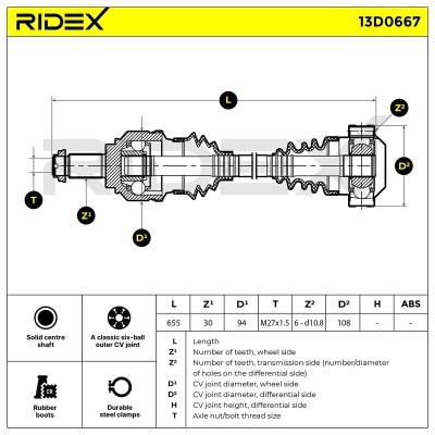 Drive Shaft RIDEX 13D0667 13D0667 - photo 6