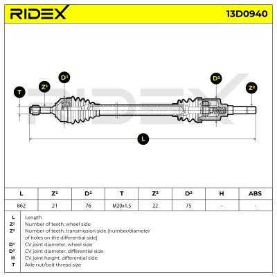 Drive Shaft RIDEX 13D0940 13D0940 - photo 7
