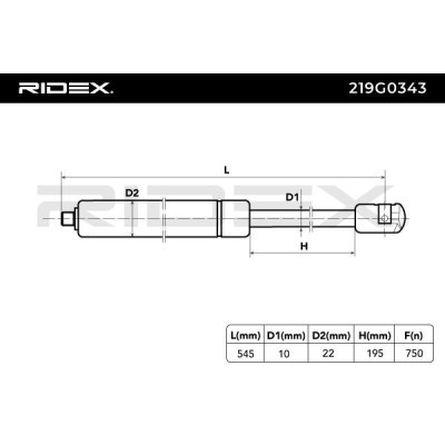 Gas Spring, boot-/cargo area RIDEX 219G0343 219G0343 - photo 7