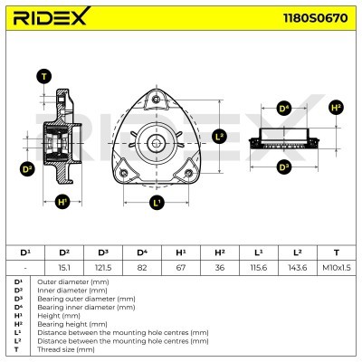 Strut Support Bearing Front RIDEX 1180S0670 1180S0670 - photo 5