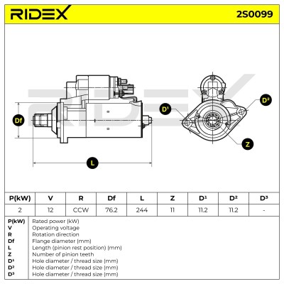 Starter RIDEX 2S0099 2S0099 - photo 5