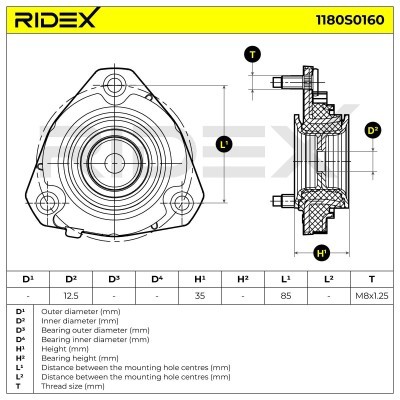 Strut Support Bearing Front RIDEX 1180S0160 1180S0160 - photo 6