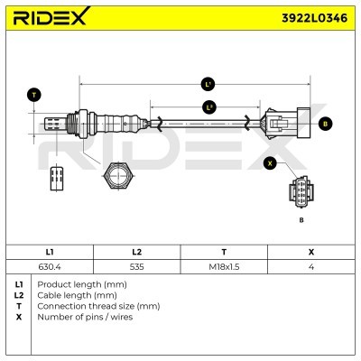 Lambda (Oxygen) Sensor RIDEX 3922L0346 3922L0346 - photo 6