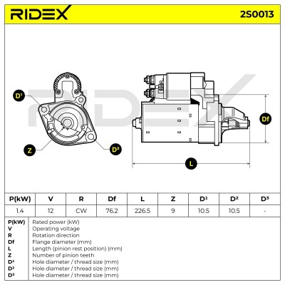 Starter RIDEX 2S0013 2S0013 - photo 6