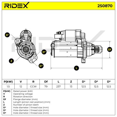Starter RIDEX 2S0870 2S0870 - photo 7