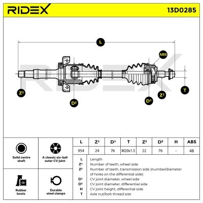 Drive Shaft RIDEX 13D0285 13D0285 - photo 7