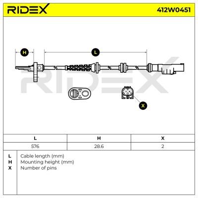ABS Sensor RIDEX 412W0451 412W0451 - photo 7