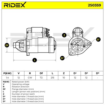Starter RIDEX 2S0359 2S0359 - photo 6