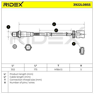 Lambda (Oxygen) Sensor RIDEX 3922L0855 3922L0855 - photo 6
