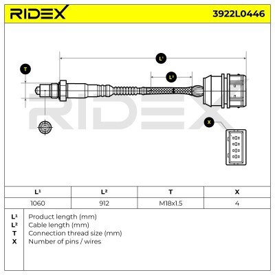 Lambda (Oxygen) Sensor RIDEX 3922L0446 3922L0446 - photo 6