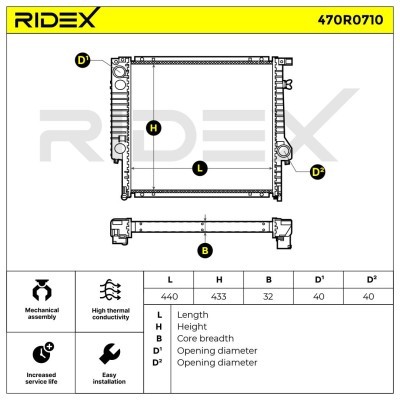 Radiator, Engine Cooling RIDEX 470R0710 470R0710 - photo 7