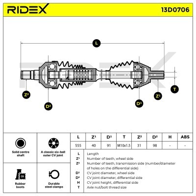 Drive Shaft RIDEX 13D0706 13D0706 - photo 6