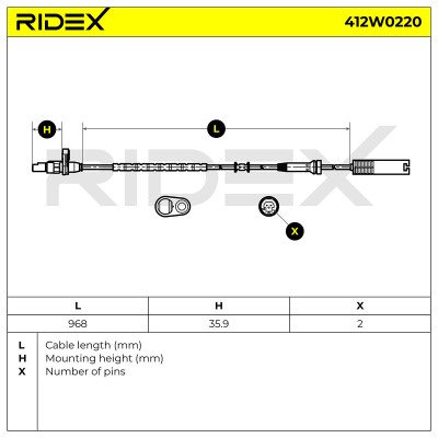 ABS Sensor RIDEX 412W0220 412W0220 - photo 6