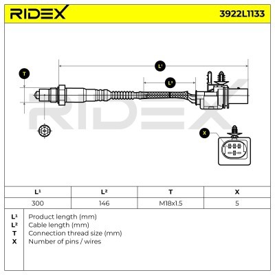 Lambda (Oxygen) Sensor RIDEX 3922L1133 3922L1133 - photo 7