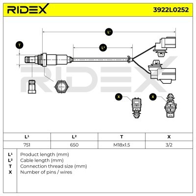 Lambda (Oxygen) Sensor RIDEX 3922L0252 3922L0252 - photo 7