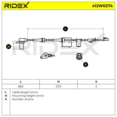 ABS Sensor RIDEX 412W0274 412W0274 - photo 7