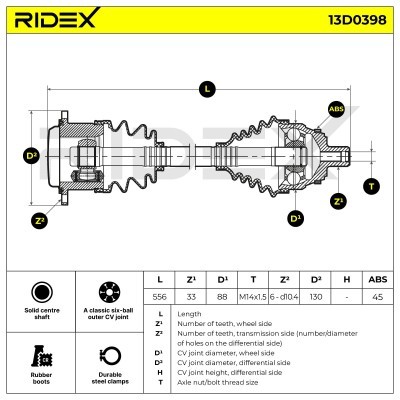 Drive Shaft RIDEX 13D0398 13D0398 - photo 8