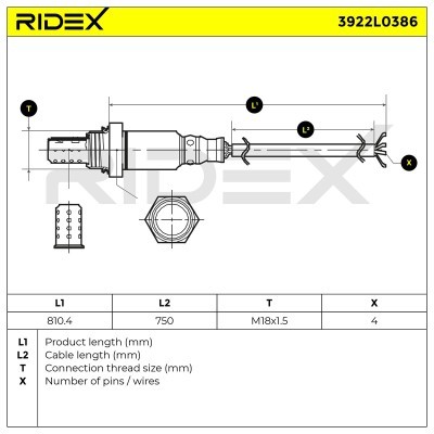 Lambda (Oxygen) Sensor RIDEX 3922L0386 3922L0386 - photo 9