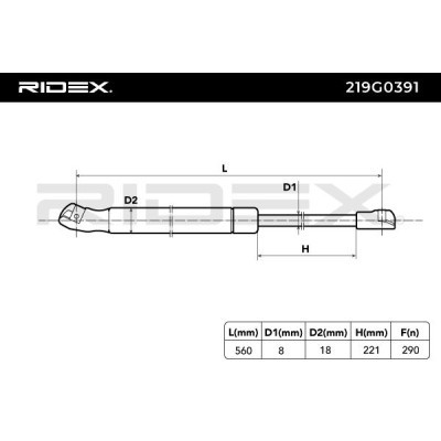 Gas Spring, boot-/cargo area RIDEX 219G0391 219G0391 - photo 6