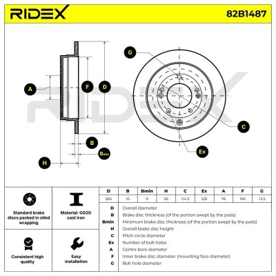 Brake Disc RIDEX 82B1487 82B1487 - photo 5