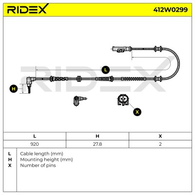 ABS Sensor RIDEX 412W0299 412W0299 - photo 7