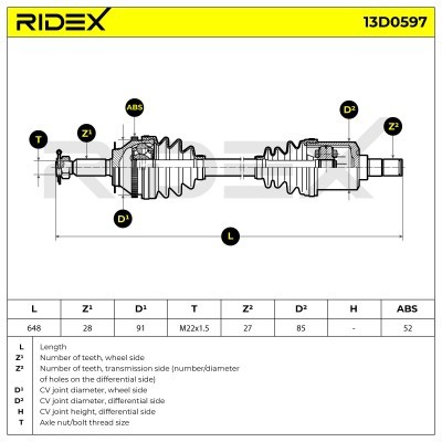 Drive Shaft RIDEX 13D0597 13D0597 - photo 7