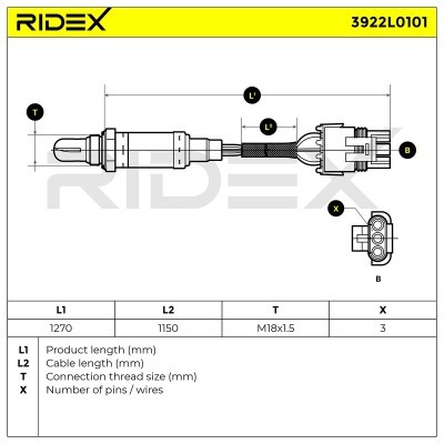 Lambda (Oxygen) Sensor RIDEX 3922L0101 3922L0101 - photo 5