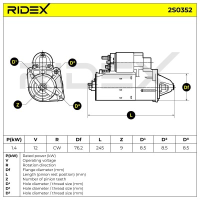 Starter RIDEX 2S0352 2S0352 - photo 7