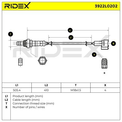 Lambda (Oxygen) Sensor RIDEX 3922L0202 3922L0202 - photo 6